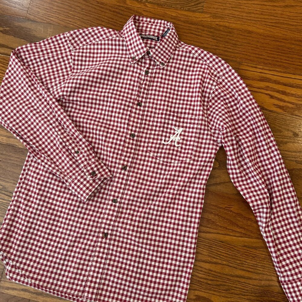University of Alabama Gingham Long Sleeve Button Down Size Large Embroidered  A - Picture 5 of 12